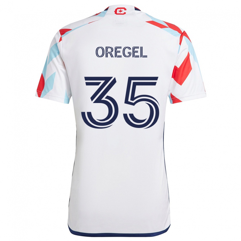 Kandiny Niño Camiseta Sergio Oregel #35 Blanco Rojo Azul 2ª Equipación 2024/25 La Camisa Chile