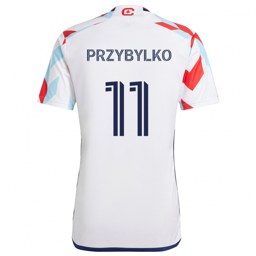 Kandiny Niño Camiseta Kacper Przybylko #11 Blanco Rojo Azul 2ª Equipación 2024/25 La Camisa Chile