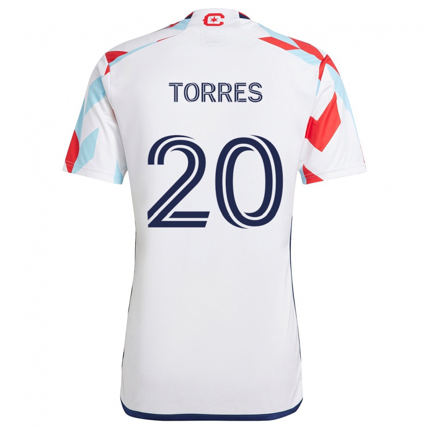 Kandiny Niño Camiseta Jairo Torres #20 Blanco Rojo Azul 2ª Equipación 2024/25 La Camisa Chile