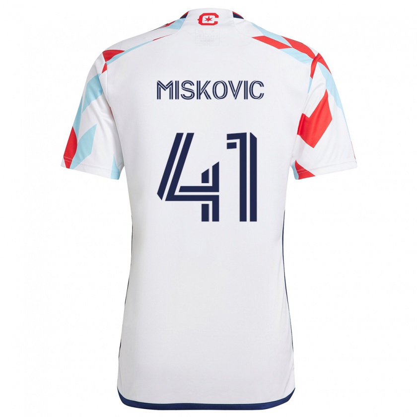 Kandiny Niño Camiseta Mihajlo Miskovic #41 Blanco Rojo Azul 2ª Equipación 2024/25 La Camisa Chile