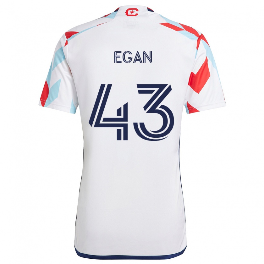 Kandiny Niño Camiseta Noah Egan #43 Blanco Rojo Azul 2ª Equipación 2024/25 La Camisa Chile