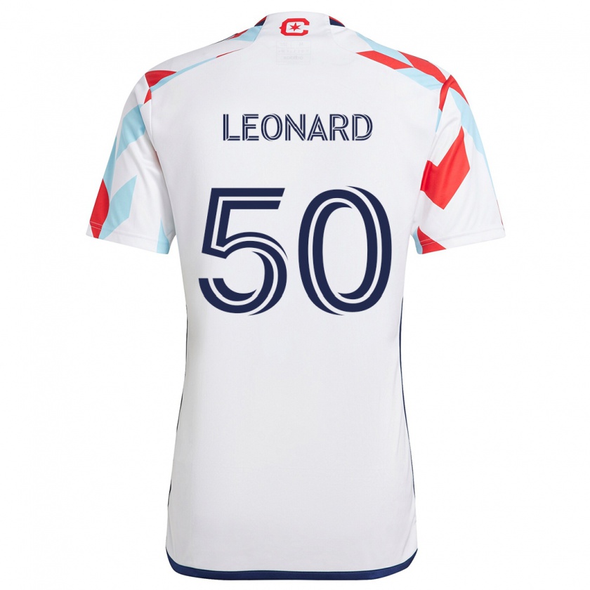 Kandiny Niño Camiseta Eric Leonard #50 Blanco Rojo Azul 2ª Equipación 2024/25 La Camisa Chile