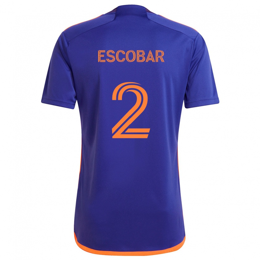 Kandiny Niño Camiseta Franco Escobar #2 Púrpura Naranja 2ª Equipación 2024/25 La Camisa Chile