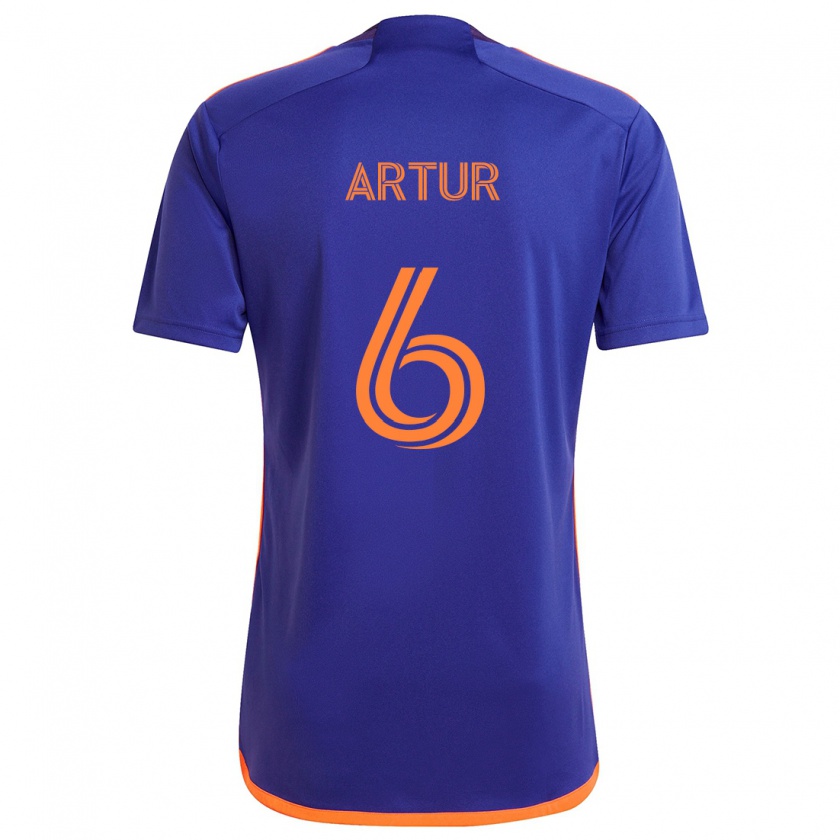 Kandiny Niño Camiseta Artur #6 Púrpura Naranja 2ª Equipación 2024/25 La Camisa Chile