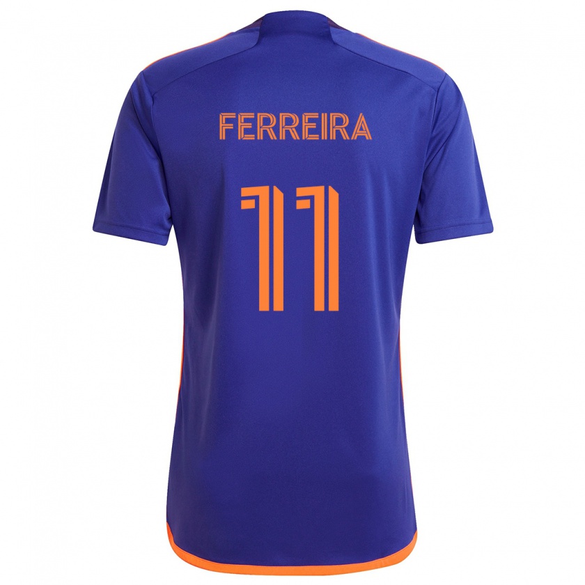 Kandiny Niño Camiseta Sebastián Ferreira #11 Púrpura Naranja 2ª Equipación 2024/25 La Camisa Chile