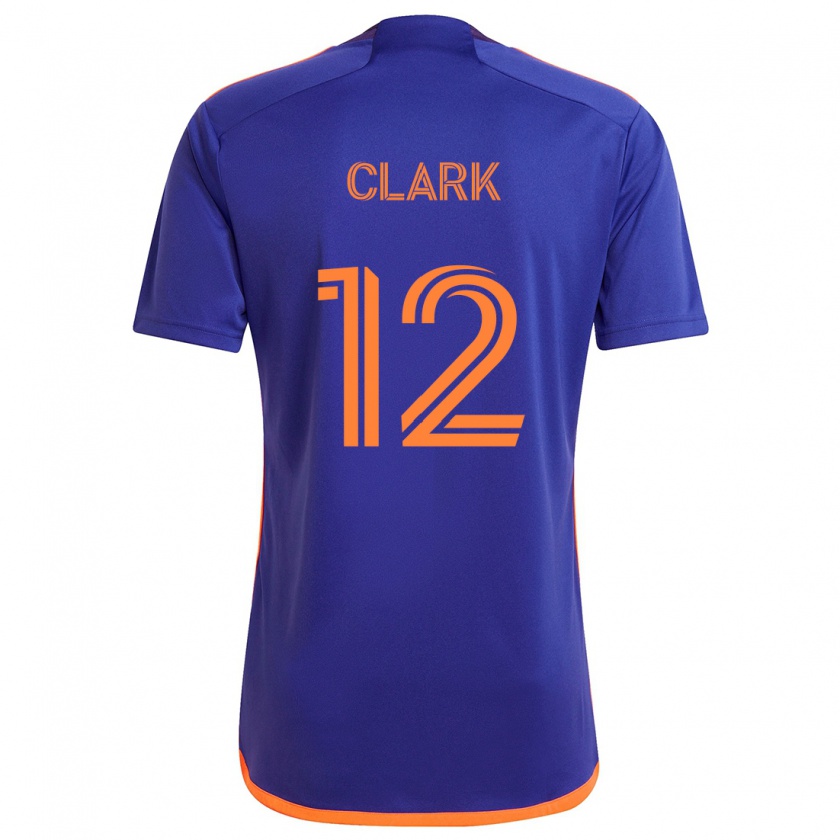 Kandiny Niño Camiseta Steve Clark #12 Púrpura Naranja 2ª Equipación 2024/25 La Camisa Chile