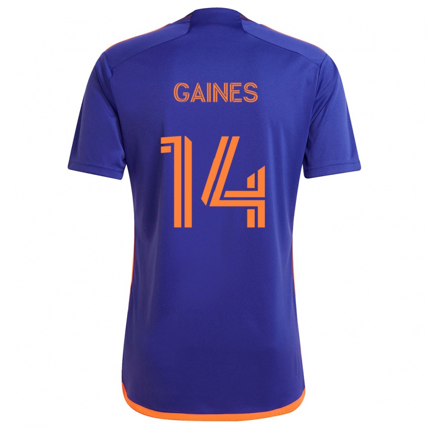 Kandiny Niño Camiseta Mckinze Gaines #14 Púrpura Naranja 2ª Equipación 2024/25 La Camisa Chile