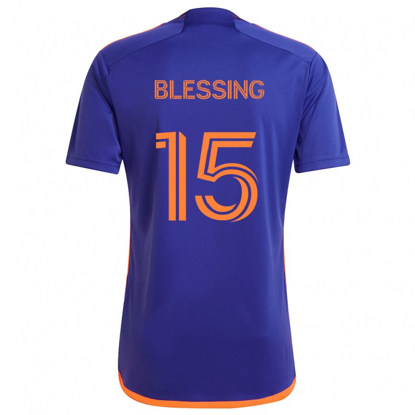 Kandiny Niño Camiseta Latif Blessing #15 Púrpura Naranja 2ª Equipación 2024/25 La Camisa Chile