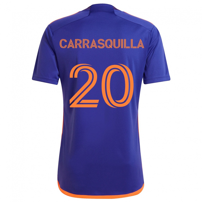 Kandiny Niño Camiseta Adalberto Carrasquilla #20 Púrpura Naranja 2ª Equipación 2024/25 La Camisa Chile