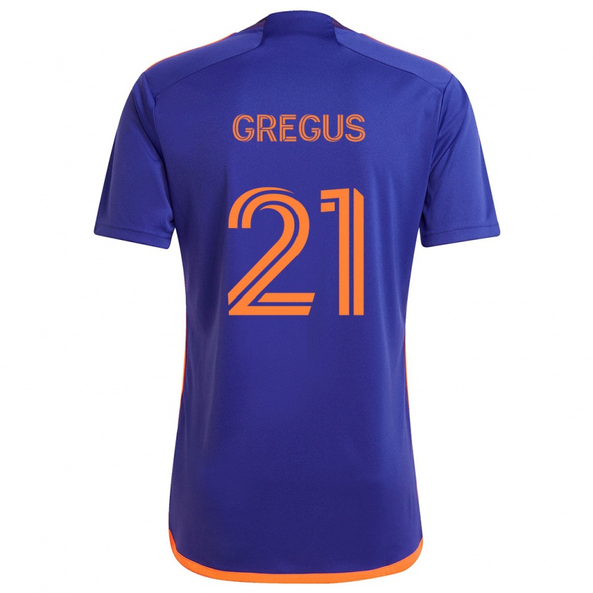 Kandiny Niño Camiseta Jan Gregus #21 Púrpura Naranja 2ª Equipación 2024/25 La Camisa Chile