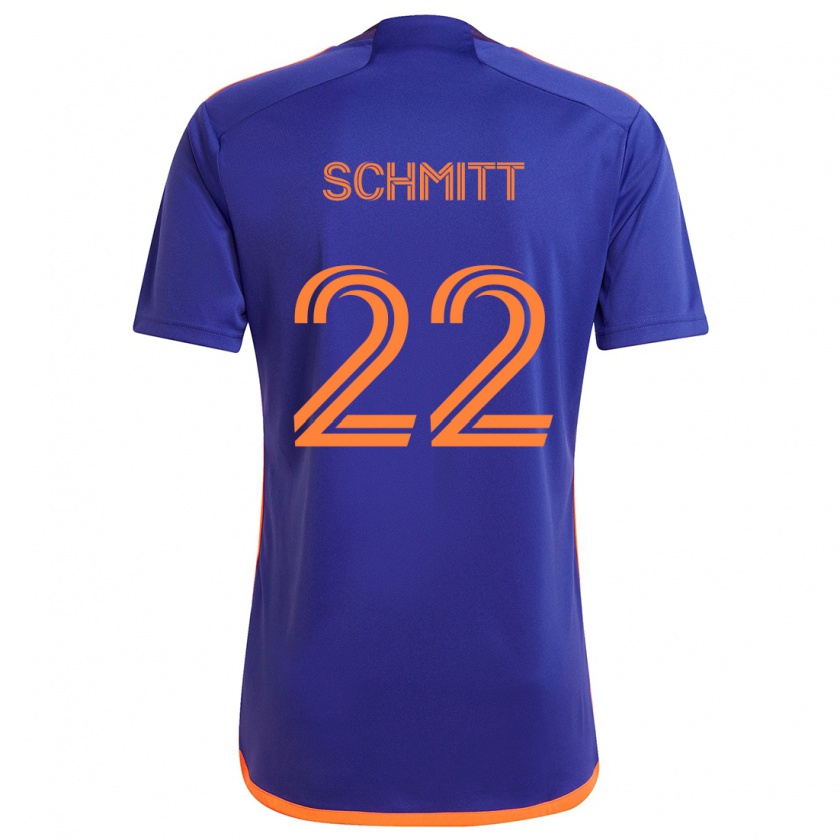 Kandiny Niño Camiseta Tate Schmitt #22 Púrpura Naranja 2ª Equipación 2024/25 La Camisa Chile