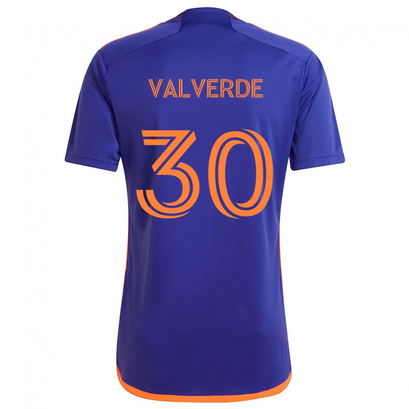 Kandiny Niño Camiseta Jefferson Valverde #30 Púrpura Naranja 2ª Equipación 2024/25 La Camisa Chile