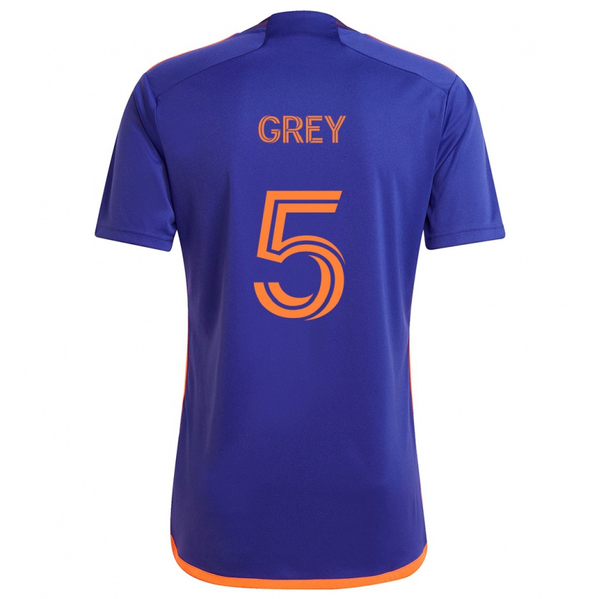 Kandiny Niño Camiseta Omar Grey #5 Púrpura Naranja 2ª Equipación 2024/25 La Camisa Chile