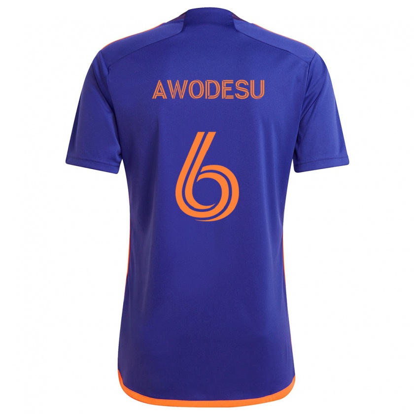 Kandiny Niño Camiseta Femi Awodesu #6 Púrpura Naranja 2ª Equipación 2024/25 La Camisa Chile