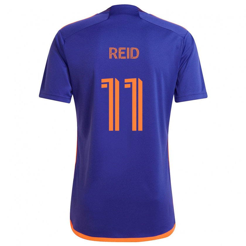 Kandiny Niño Camiseta Isaiah Reid #11 Púrpura Naranja 2ª Equipación 2024/25 La Camisa Chile