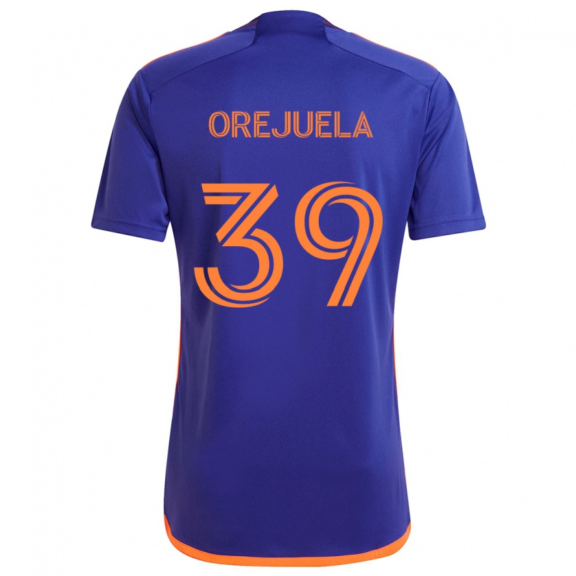 Kandiny Niño Camiseta Jesus Orejuela #39 Púrpura Naranja 2ª Equipación 2024/25 La Camisa Chile