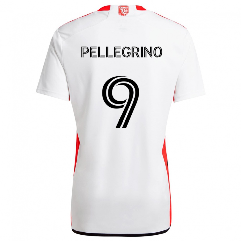 Kandiny Niño Camiseta Amahl Pellegrino #9 Blanco Rojo 2ª Equipación 2024/25 La Camisa Chile