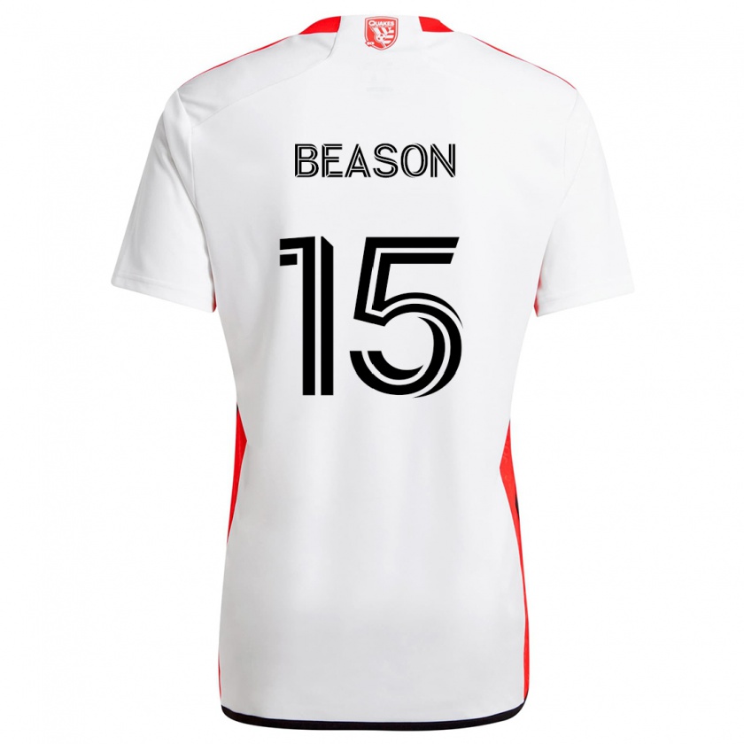 Kandiny Niño Camiseta Tanner Beason #15 Blanco Rojo 2ª Equipación 2024/25 La Camisa Chile