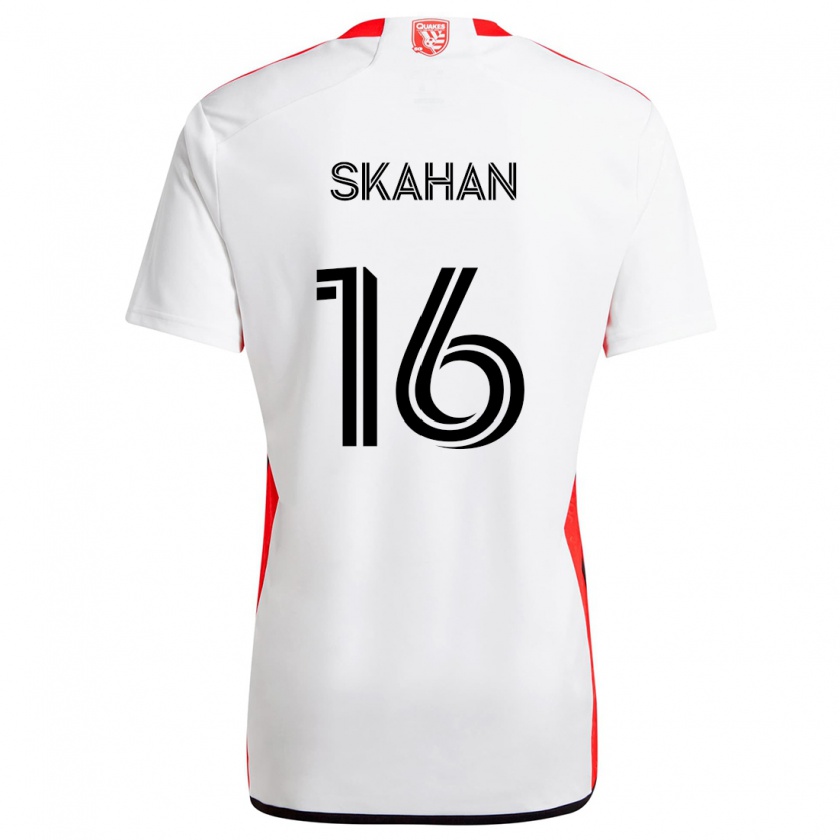 Kandiny Niño Camiseta Jack Skahan #16 Blanco Rojo 2ª Equipación 2024/25 La Camisa Chile