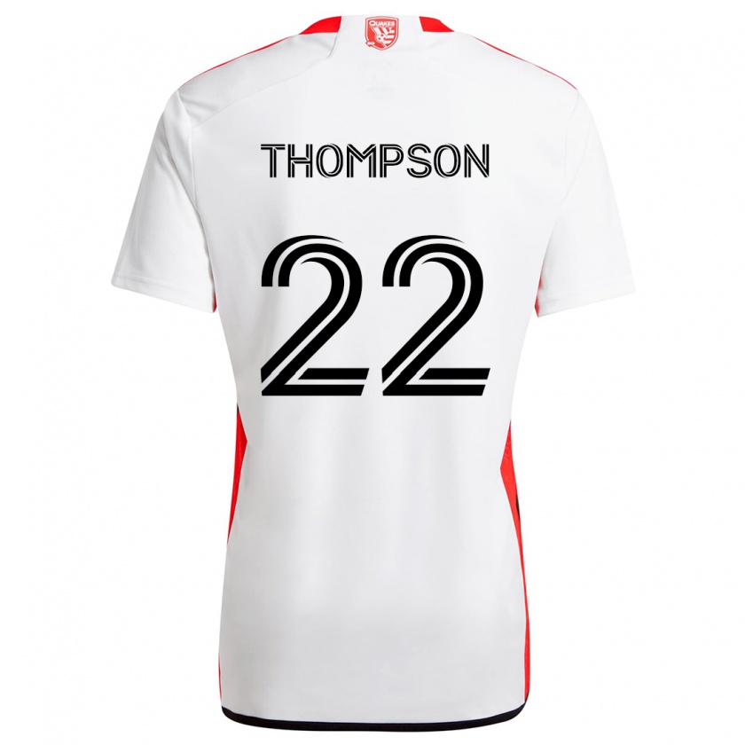 Kandiny Niño Camiseta Tommy Thompson #22 Blanco Rojo 2ª Equipación 2024/25 La Camisa Chile