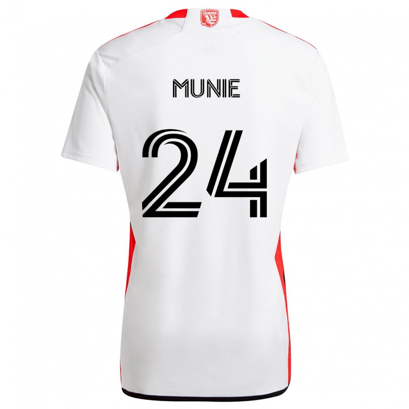 Kandiny Niño Camiseta Daniel Munie #24 Blanco Rojo 2ª Equipación 2024/25 La Camisa Chile