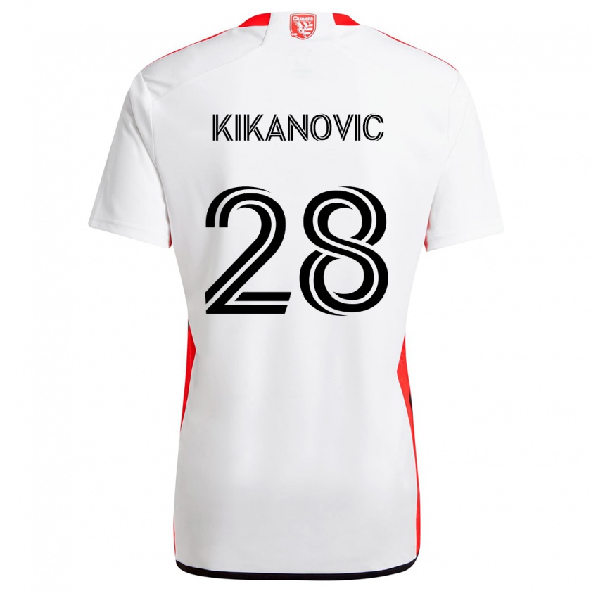 Kandiny Niño Camiseta Benjamin Kikanović #28 Blanco Rojo 2ª Equipación 2024/25 La Camisa Chile