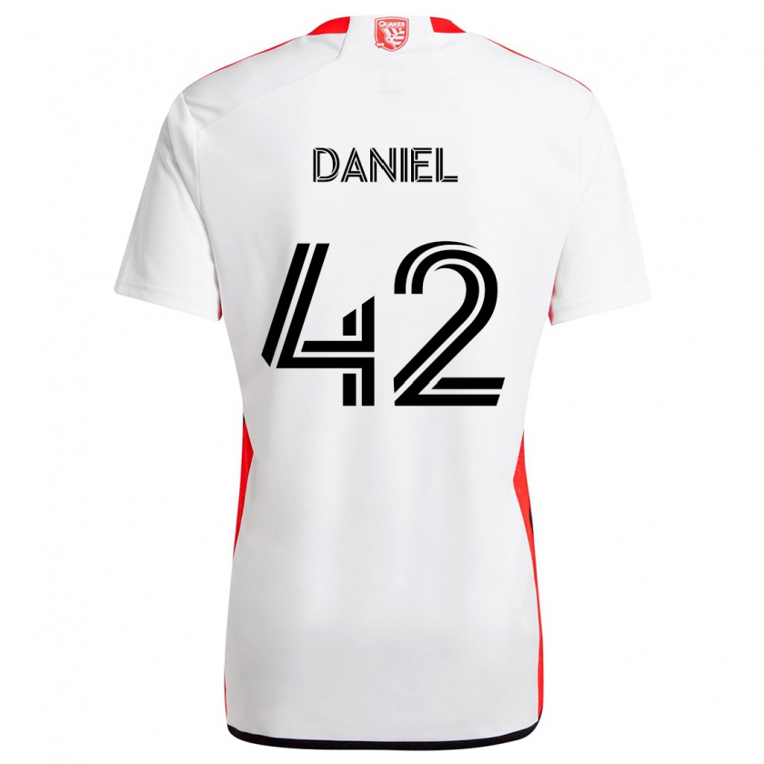 Kandiny Niño Camiseta Daniel #42 Blanco Rojo 2ª Equipación 2024/25 La Camisa Chile