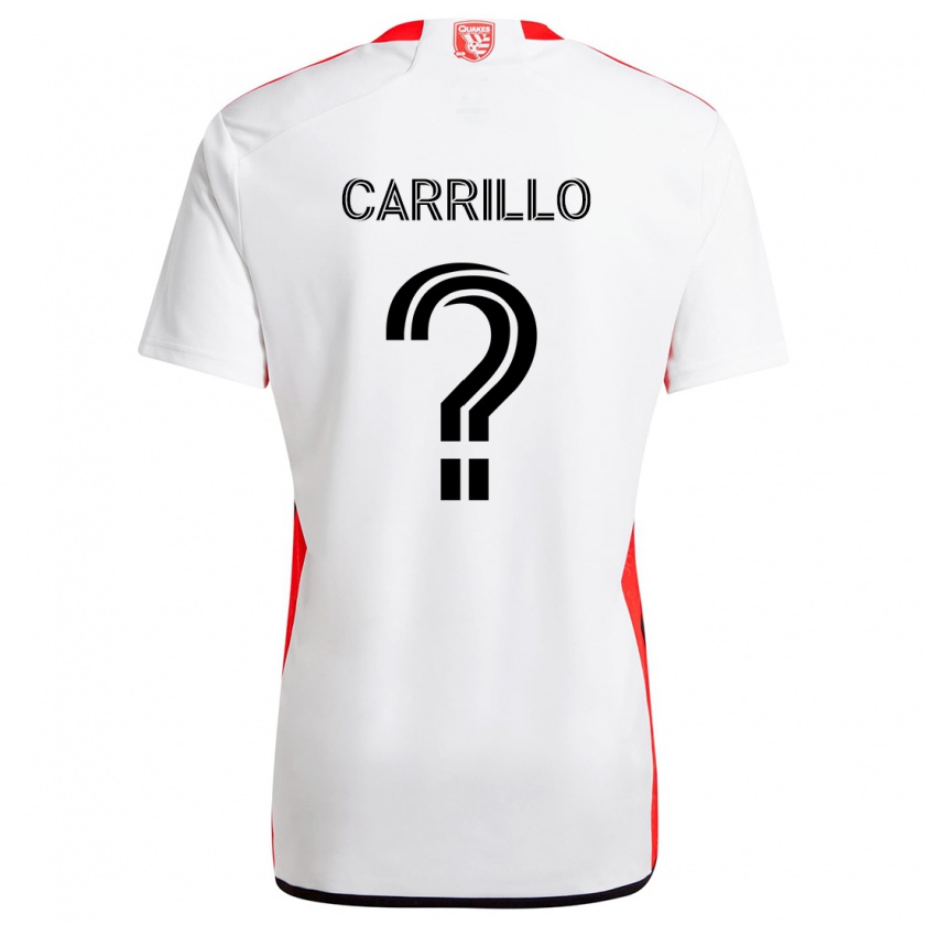 Kandiny Niño Camiseta Israel Carrillo #0 Blanco Rojo 2ª Equipación 2024/25 La Camisa Chile