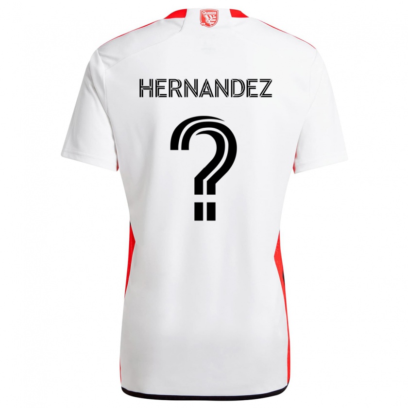 Kandiny Niño Camiseta Oliver Hernandez #0 Blanco Rojo 2ª Equipación 2024/25 La Camisa Chile