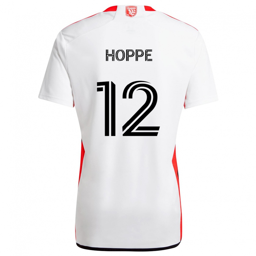 Kandiny Niño Camiseta Matthew Hoppe #12 Blanco Rojo 2ª Equipación 2024/25 La Camisa Chile