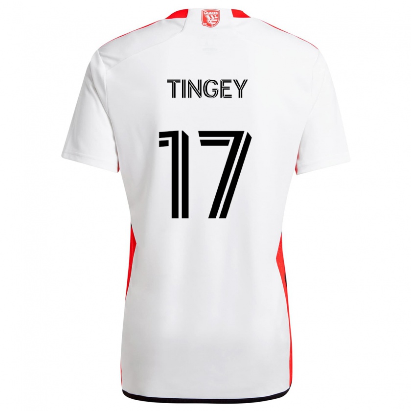 Kandiny Niño Camiseta Keegan Tingey #17 Blanco Rojo 2ª Equipación 2024/25 La Camisa Chile