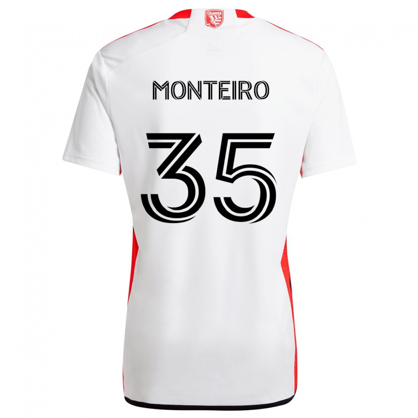 Kandiny Niño Camiseta Jamiro Monteiro #35 Blanco Rojo 2ª Equipación 2024/25 La Camisa Chile