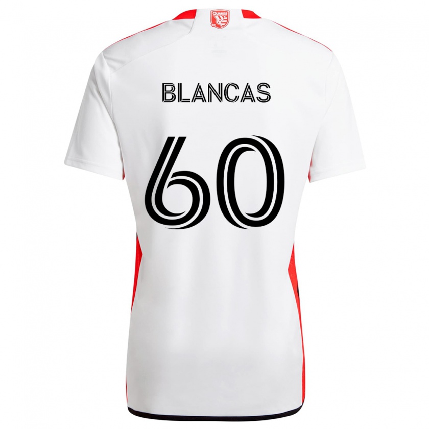 Kandiny Niño Camiseta Eduardo Blancas #60 Blanco Rojo 2ª Equipación 2024/25 La Camisa Chile