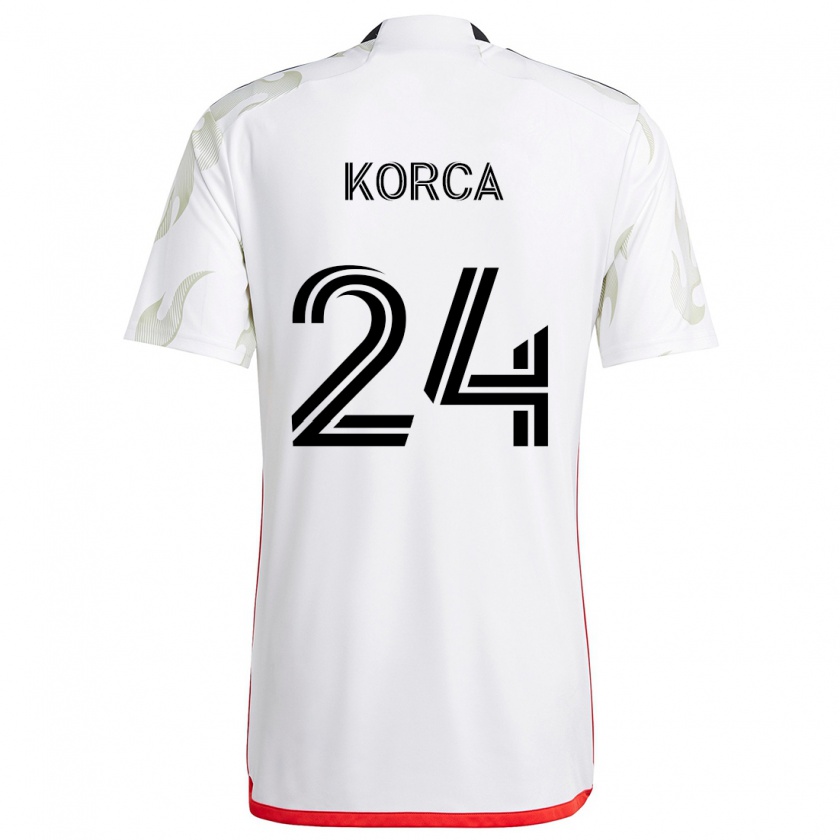 Kandiny Niño Camiseta Amet Korça #24 Blanco Rojo Negro 2ª Equipación 2024/25 La Camisa Chile