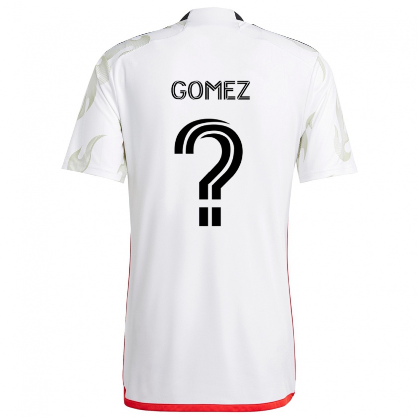 Kandiny Niño Camiseta Victor Gomez #0 Blanco Rojo Negro 2ª Equipación 2024/25 La Camisa Chile