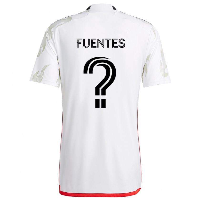 Kandiny Niño Camiseta Josue Fuentes #0 Blanco Rojo Negro 2ª Equipación 2024/25 La Camisa Chile