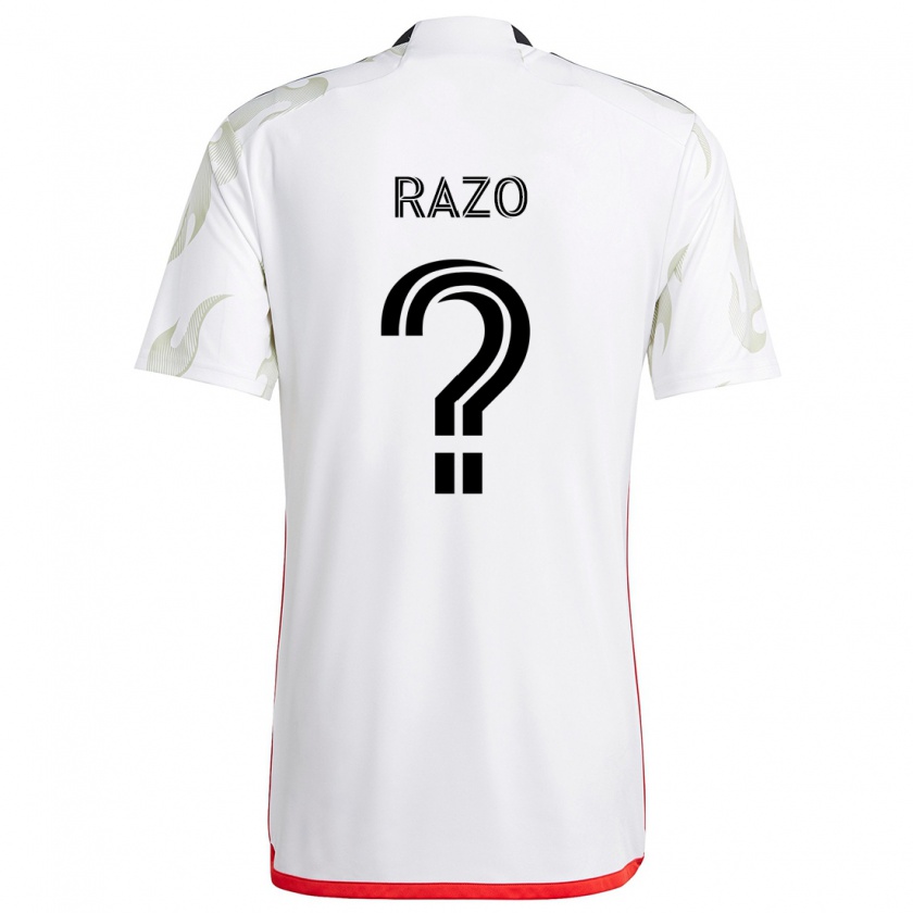 Kandiny Niño Camiseta Edgar Razo #0 Blanco Rojo Negro 2ª Equipación 2024/25 La Camisa Chile