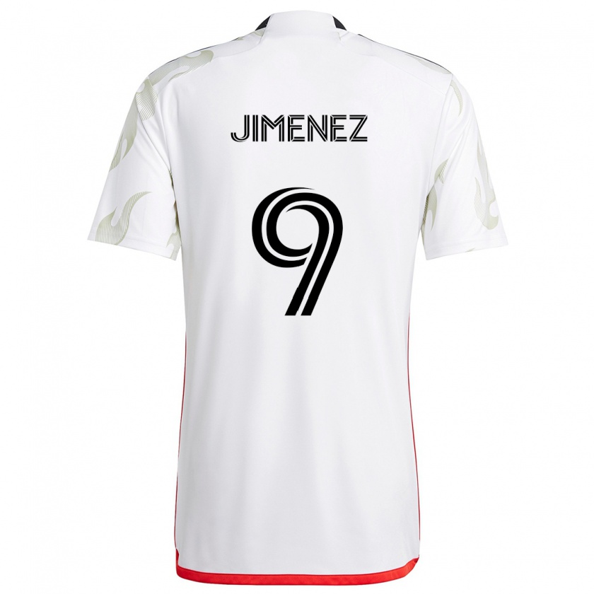 Kandiny Niño Camiseta Jesús Jiménez #9 Blanco Rojo Negro 2ª Equipación 2024/25 La Camisa Chile