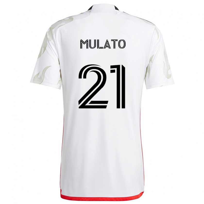 Kandiny Niño Camiseta José Mulato #21 Blanco Rojo Negro 2ª Equipación 2024/25 La Camisa Chile