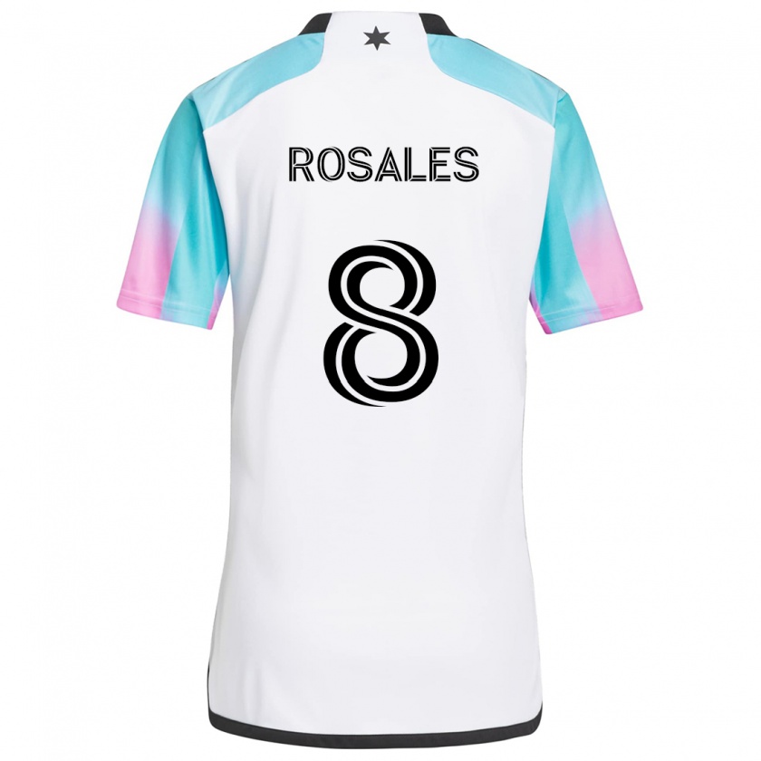 Kandiny Niño Camiseta Joseph Rosales #8 Blanco Azul Negro 2ª Equipación 2024/25 La Camisa Chile