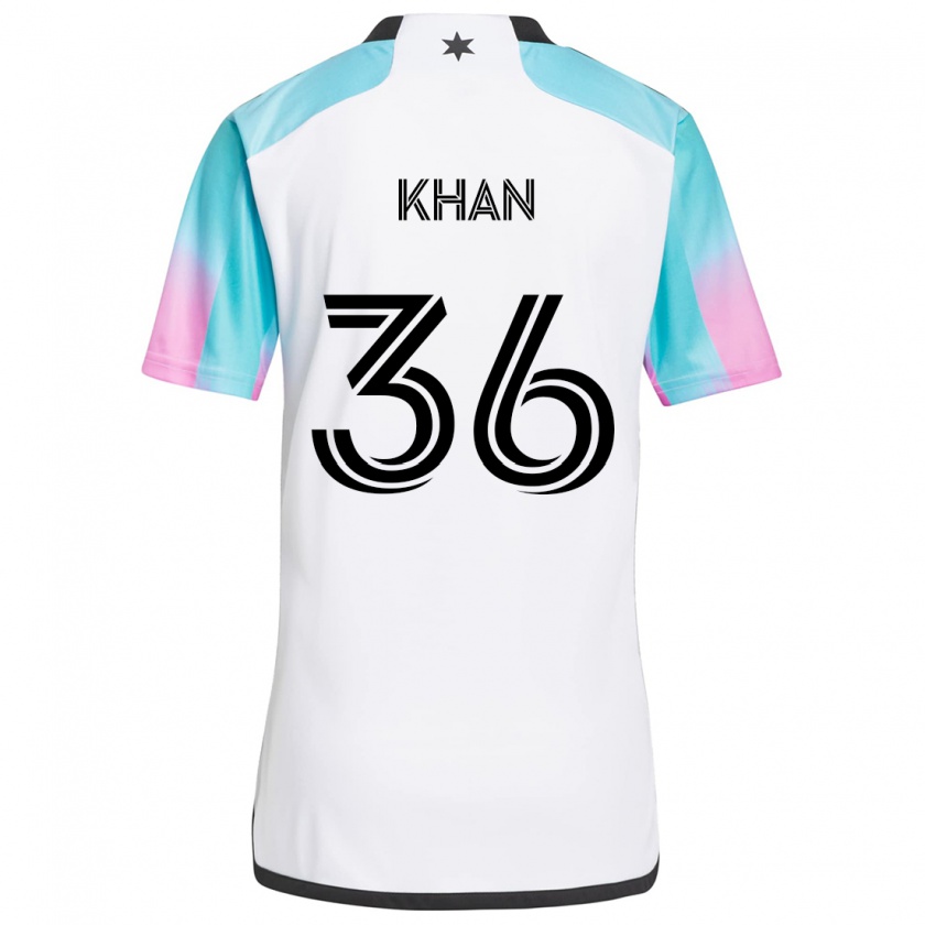 Kandiny Niño Camiseta Molik Khan #36 Blanco Azul Negro 2ª Equipación 2024/25 La Camisa Chile