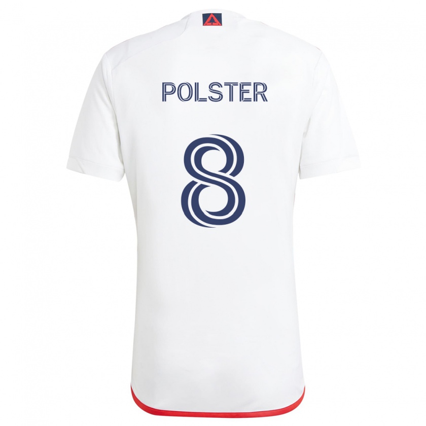 Kandiny Niño Camiseta Matt Polster #8 Blanco Rojo 2ª Equipación 2024/25 La Camisa Chile