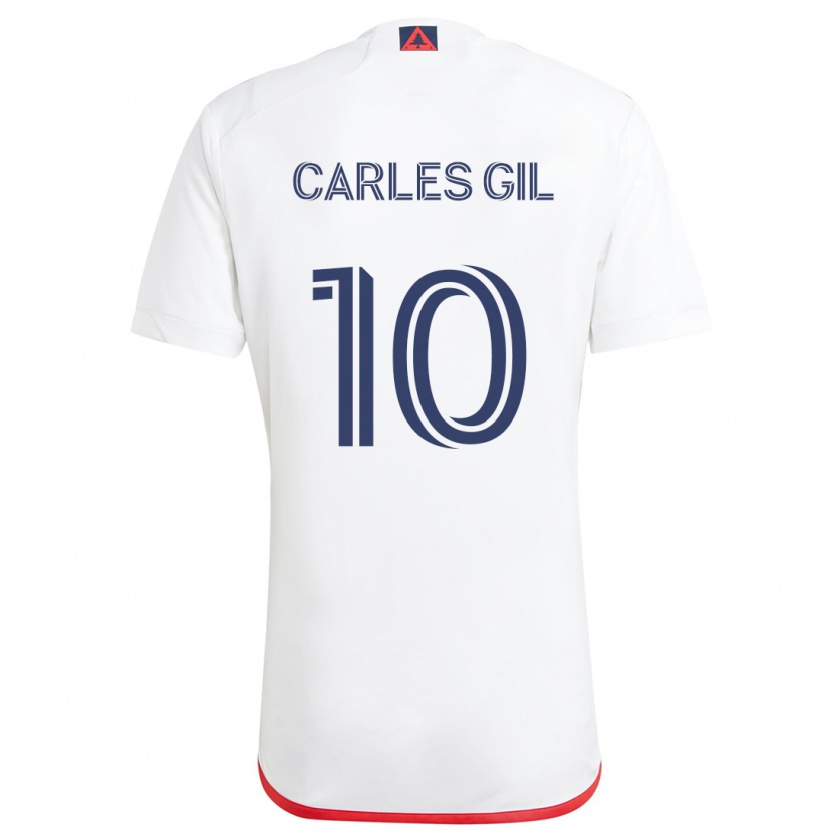 Kandiny Niño Camiseta Carles Gil #10 Blanco Rojo 2ª Equipación 2024/25 La Camisa Chile