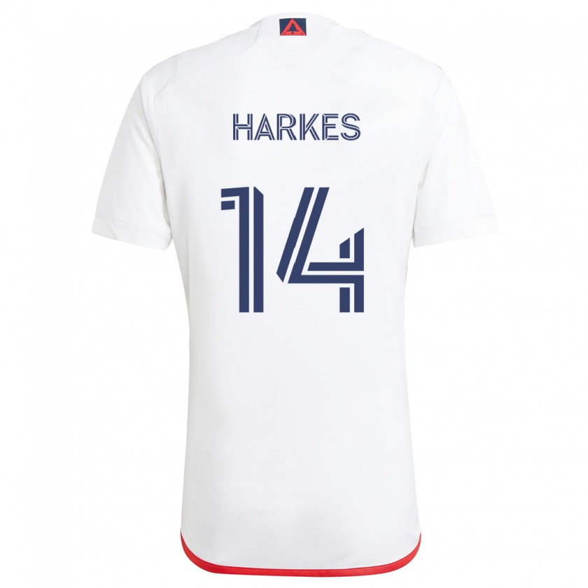 Kandiny Niño Camiseta Ian Harkes #14 Blanco Rojo 2ª Equipación 2024/25 La Camisa Chile