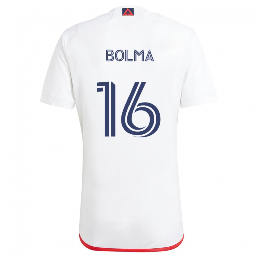 Kandiny Niño Camiseta Josh Bolma #16 Blanco Rojo 2ª Equipación 2024/25 La Camisa Chile