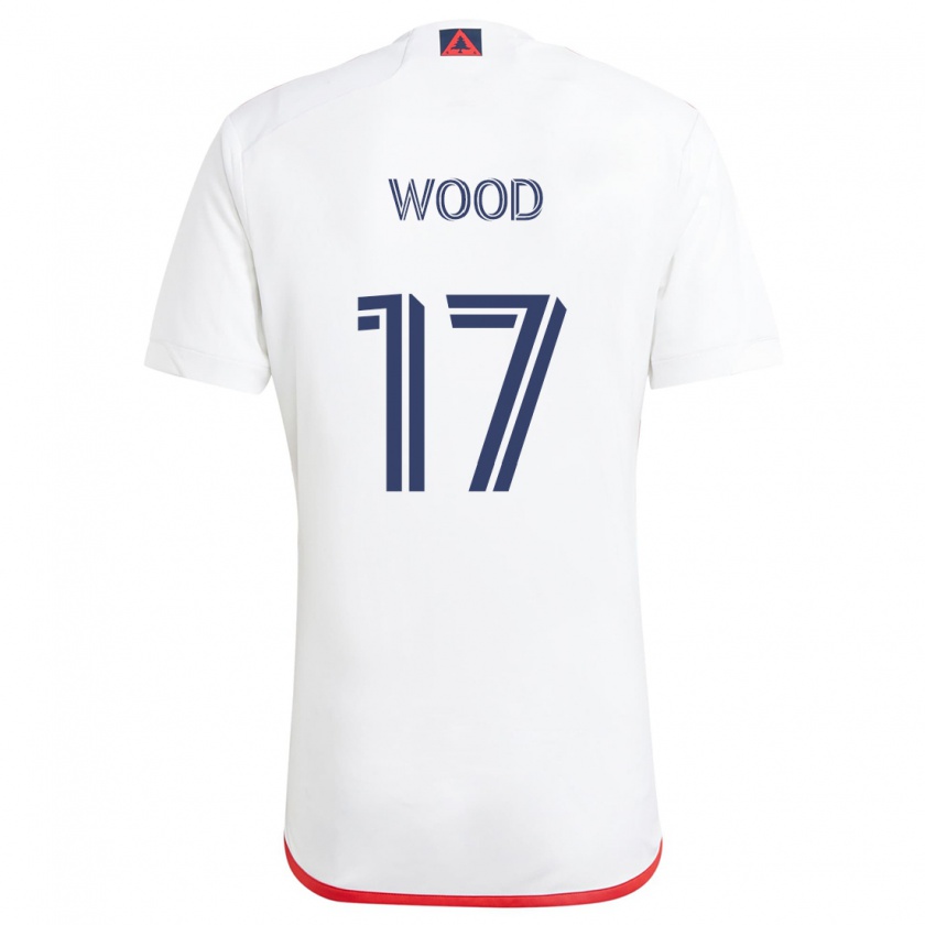 Kandiny Niño Camiseta Bobby Wood #17 Blanco Rojo 2ª Equipación 2024/25 La Camisa Chile