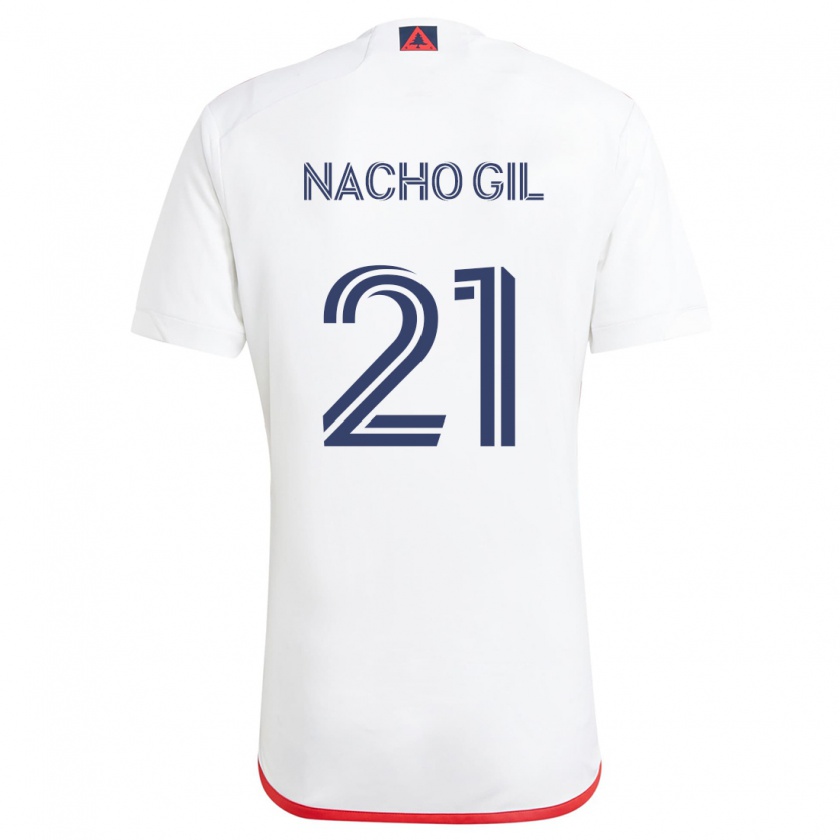 Kandiny Niño Camiseta Nacho Gil #21 Blanco Rojo 2ª Equipación 2024/25 La Camisa Chile