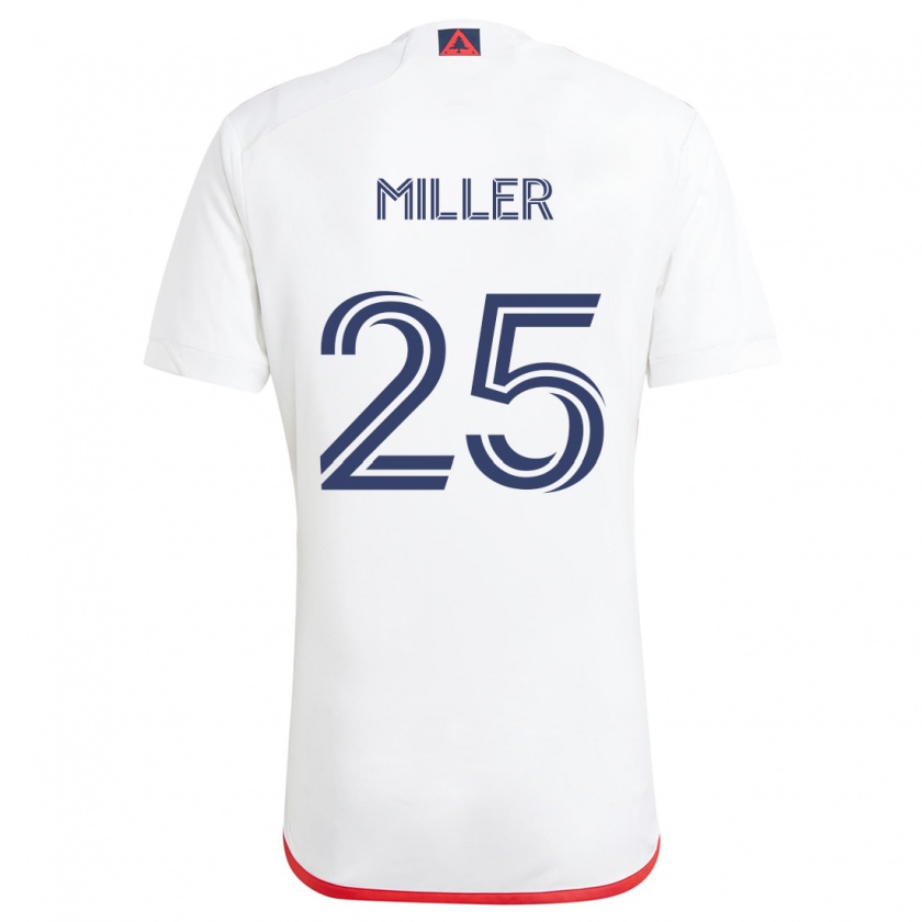 Kandiny Niño Camiseta Peyton Miller #25 Blanco Rojo 2ª Equipación 2024/25 La Camisa Chile