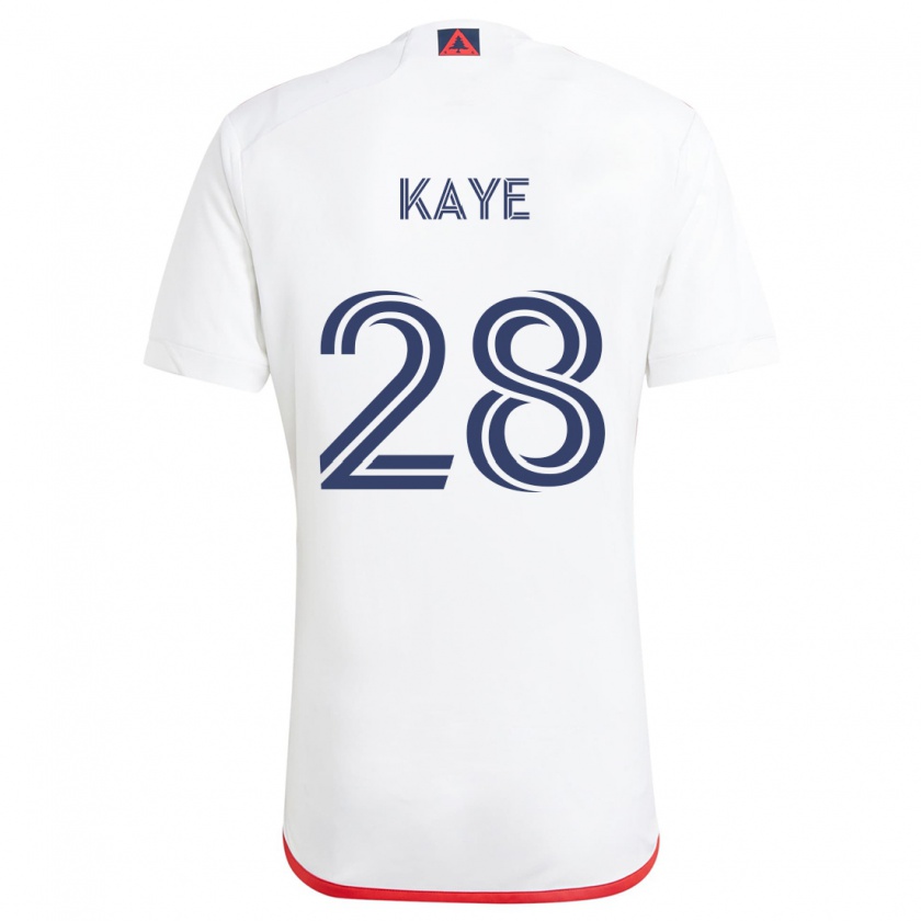 Kandiny Niño Camiseta Mark-Anthony Kaye #28 Blanco Rojo 2ª Equipación 2024/25 La Camisa Chile