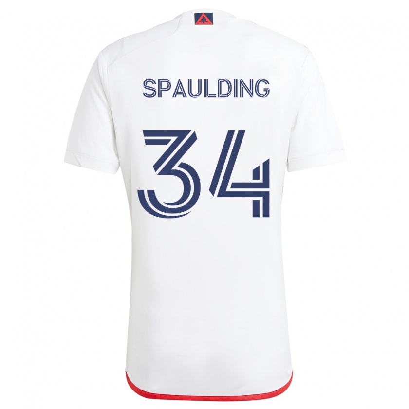 Kandiny Niño Camiseta Ryan Spaulding #34 Blanco Rojo 2ª Equipación 2024/25 La Camisa Chile